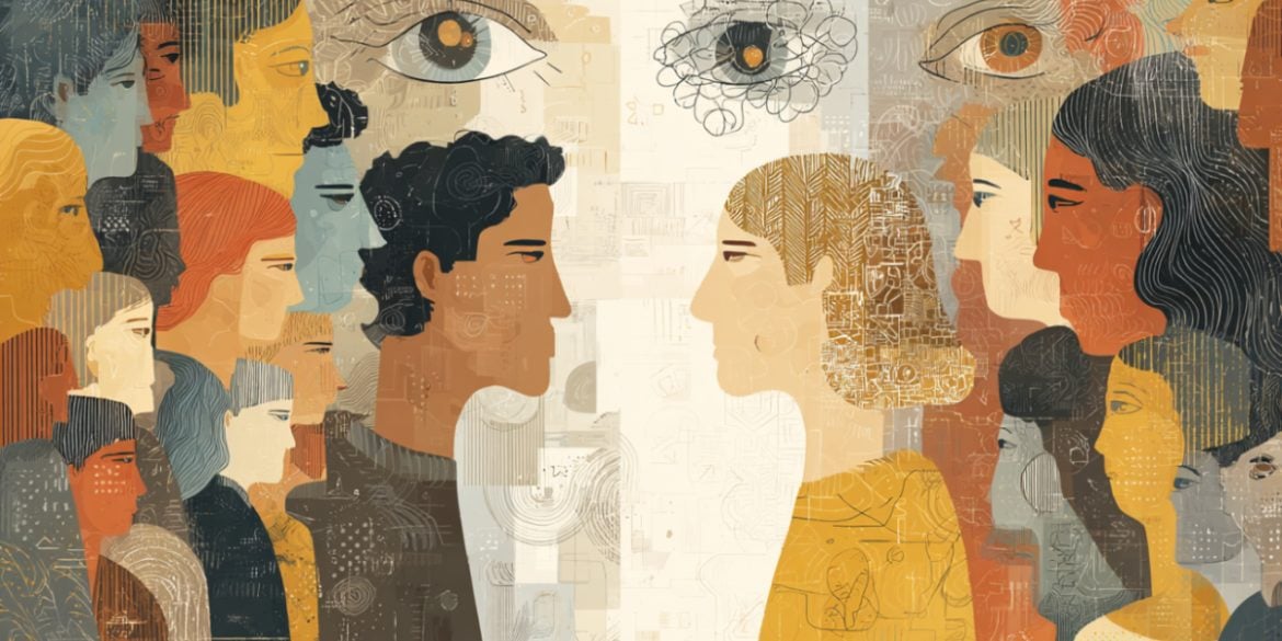 This shows people looking at each other.