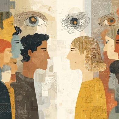 This shows people looking at each other.