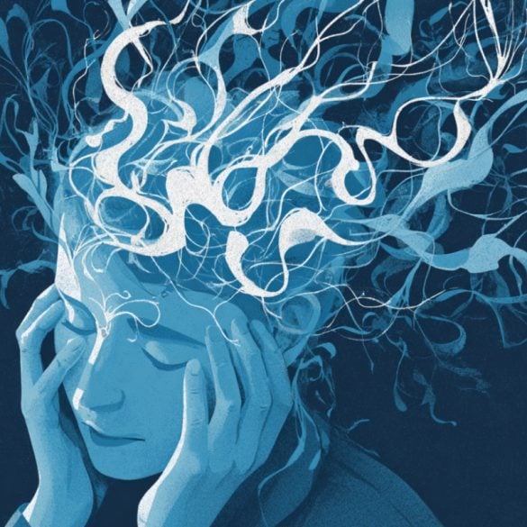This shows a person holding their head in pain.
