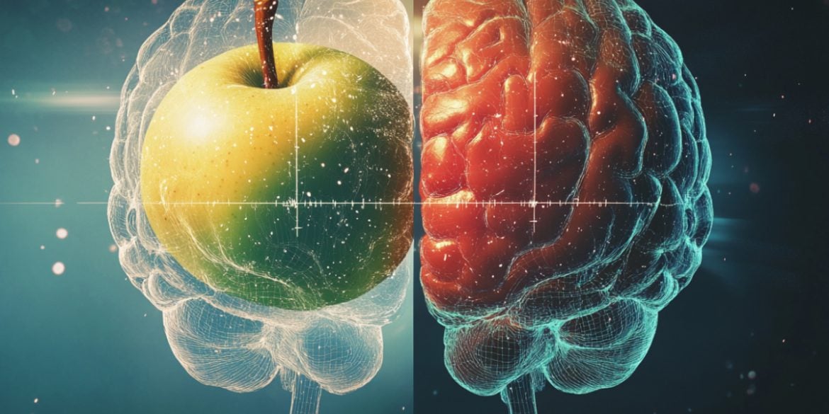 This shows a brain and an apple.