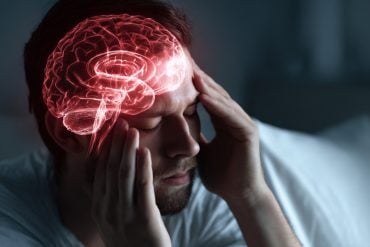 This shows a man holding his head in pain.