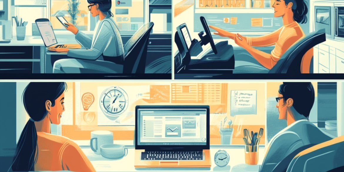 This shows people multitasking.