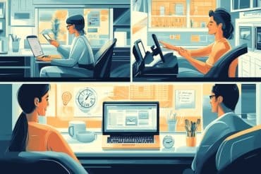 This shows people multitasking.