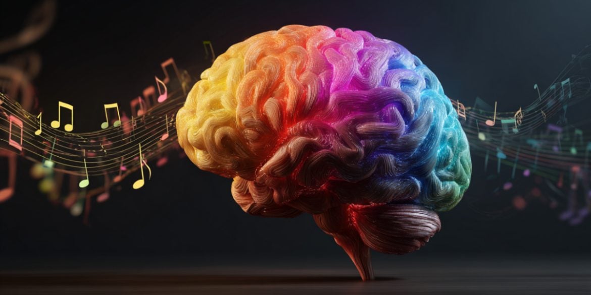This shows a brain and musical notes.