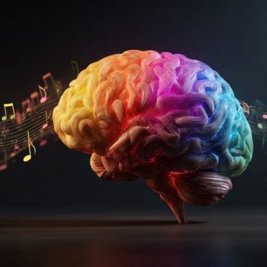 This shows a brain and musical notes.