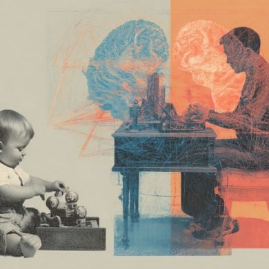 This shows a baby and a man.