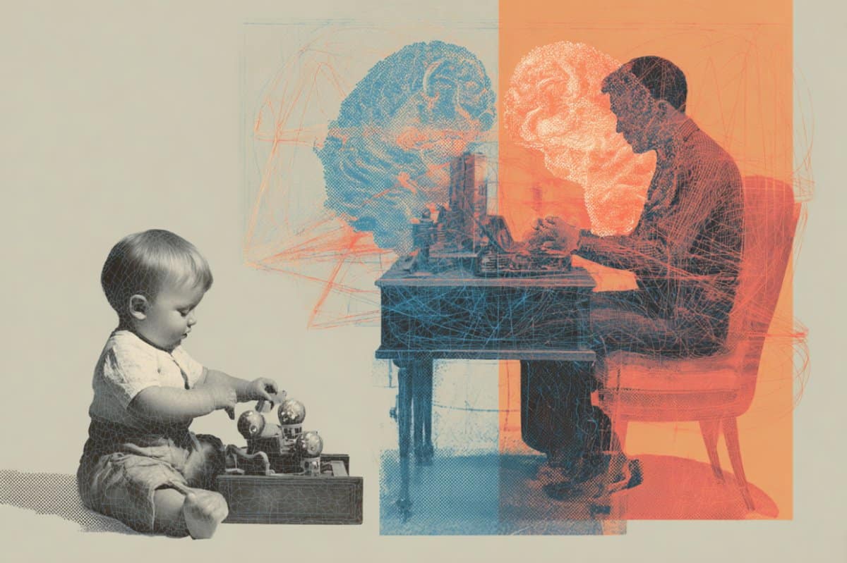 This shows a baby and a man.