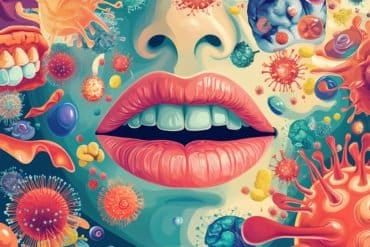 This shows a mouth and bacteria.