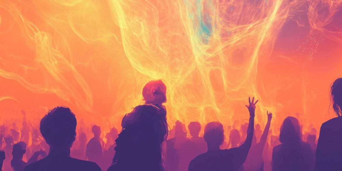 This shows people and a swirly background.