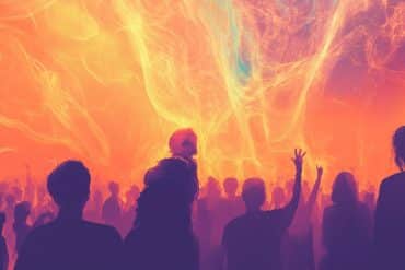 This shows people and a swirly background.