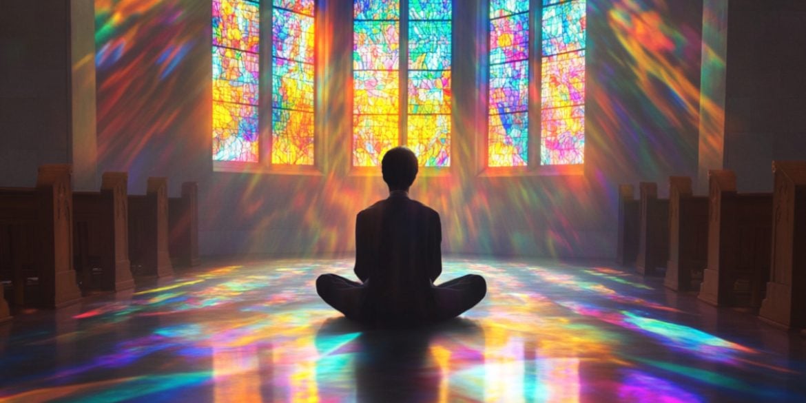 This shows a person in a church.