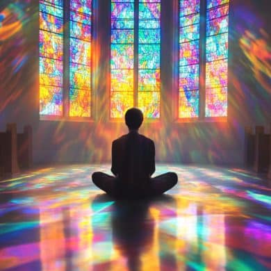 This shows a person in a church.