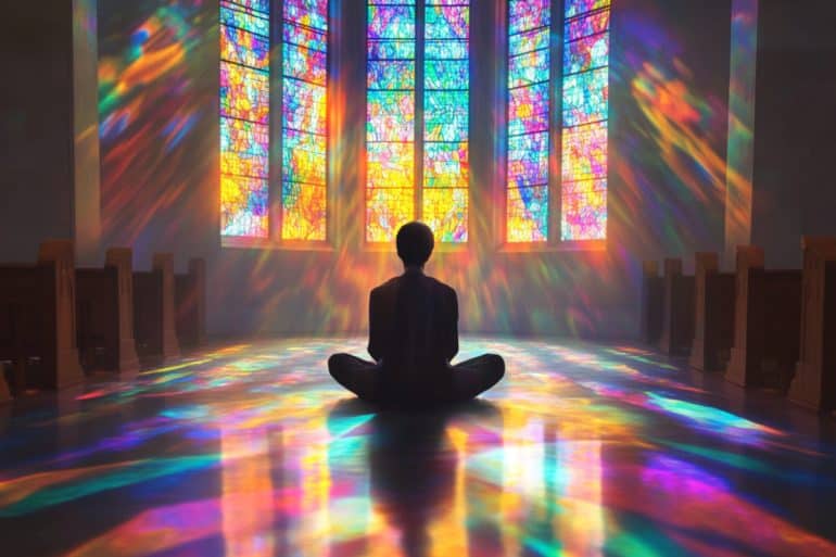 This shows a person in a church.