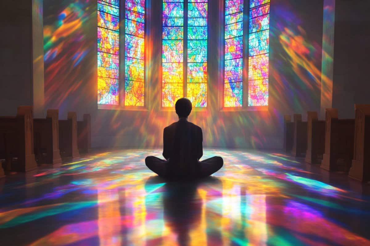 This shows a person in a church.