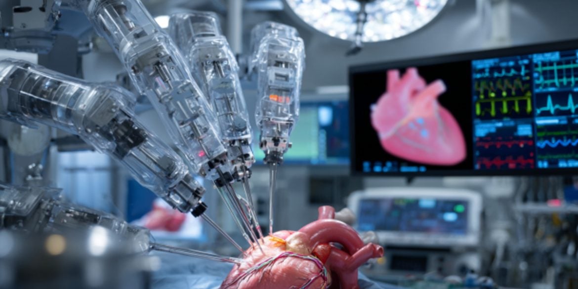 This shows a robosurgeon and a heart.