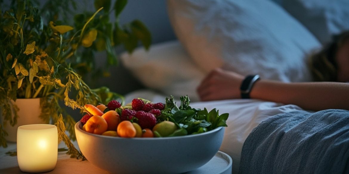 This shows a person sleeping and a bowl of fruit.