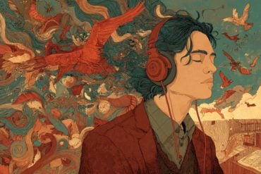 This shows a person listening to music.