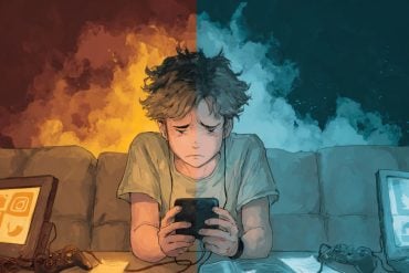 This shows a sad teen on a phone.