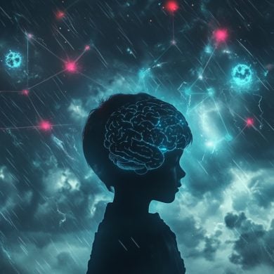 This shows the outline of a child and a brain.