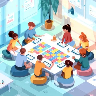 This shows kids playing games.