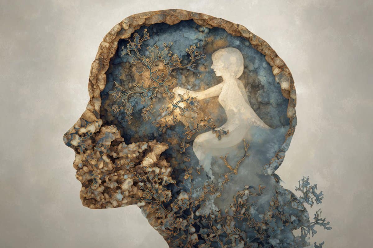 This shows a woman's head and a brain.