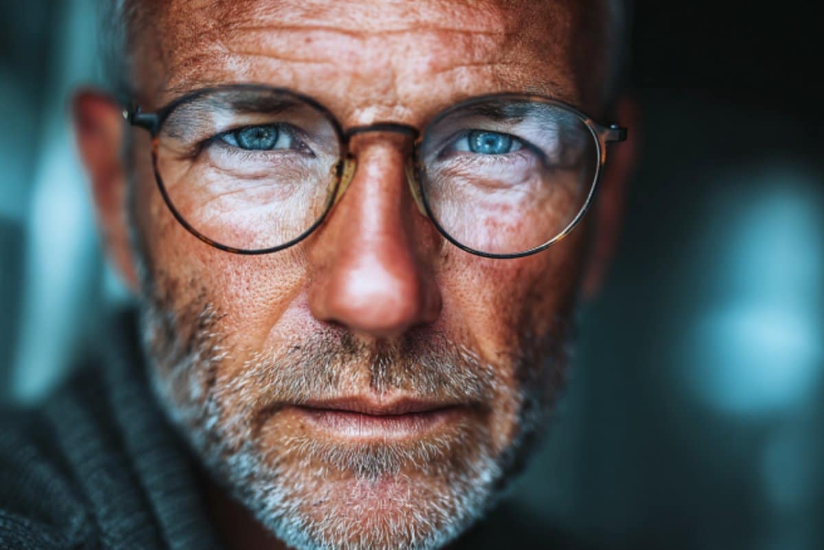 This shows a man wearing glasses.