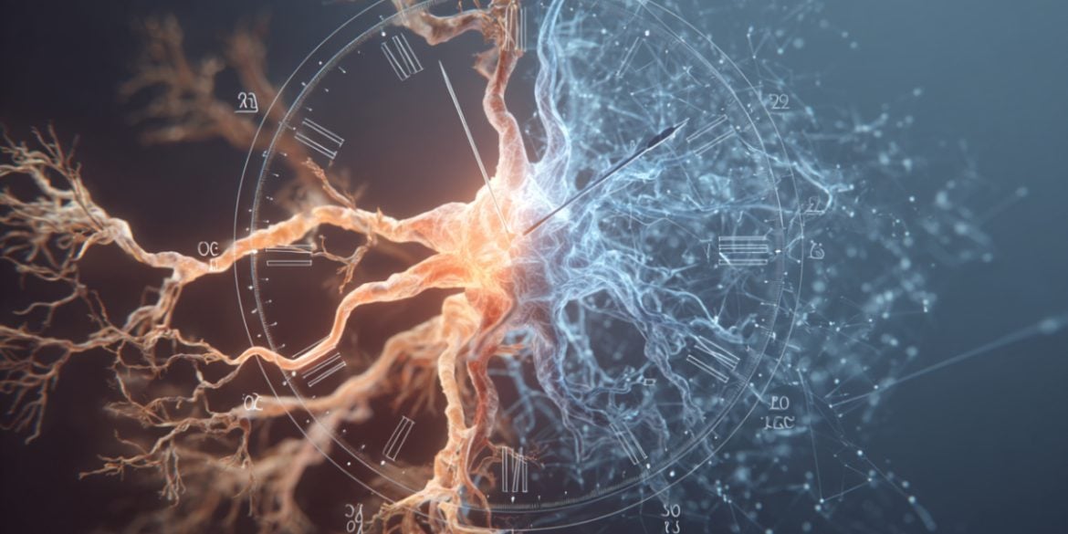 This shows a clock and neurons.