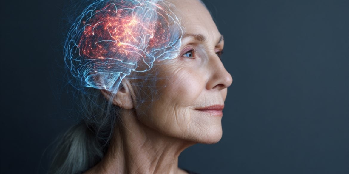 This shows an older lady and a brain.