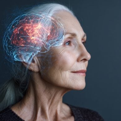 This shows an older lady and a brain.