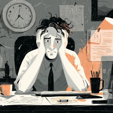 This shows a stressed man.