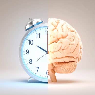 This shows a clock and a brain.