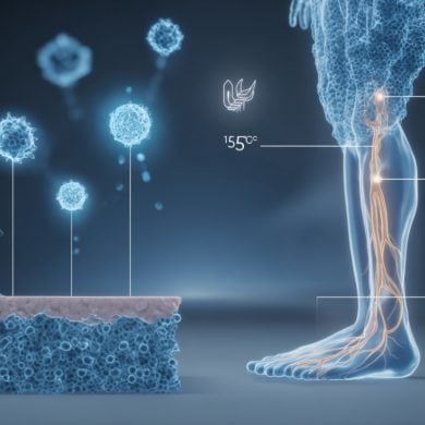 This shows a leg with different temperatures surrounding it.