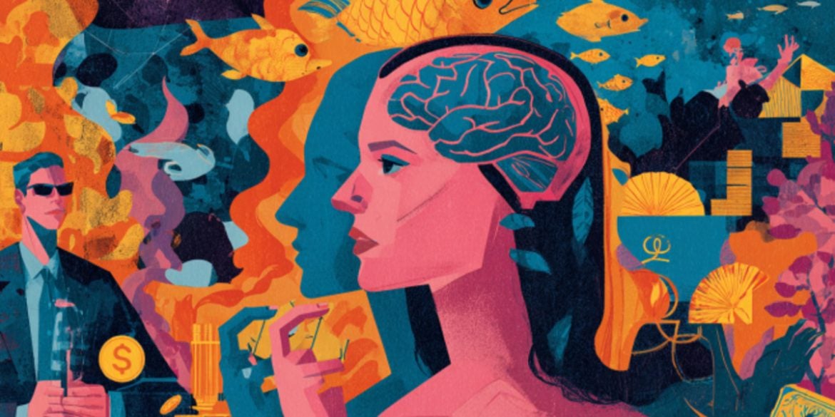 This shows a woman's head and a brain.