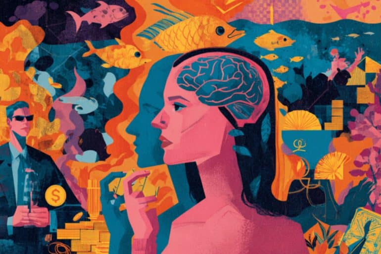 This shows a woman's head and a brain.