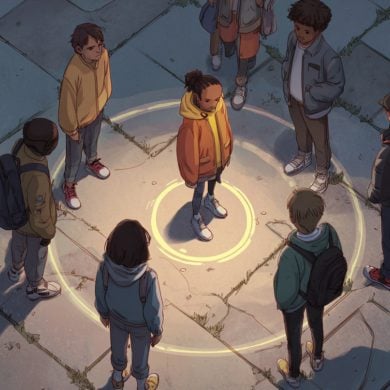 This shows kids in a playground.