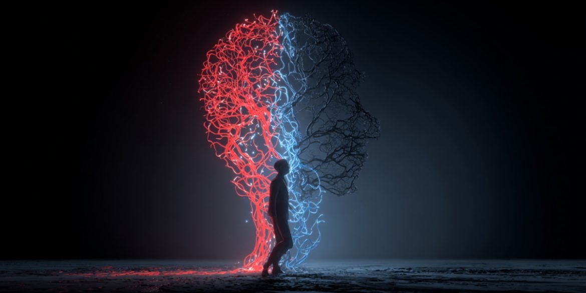 This shows the outline of a head and neurons.