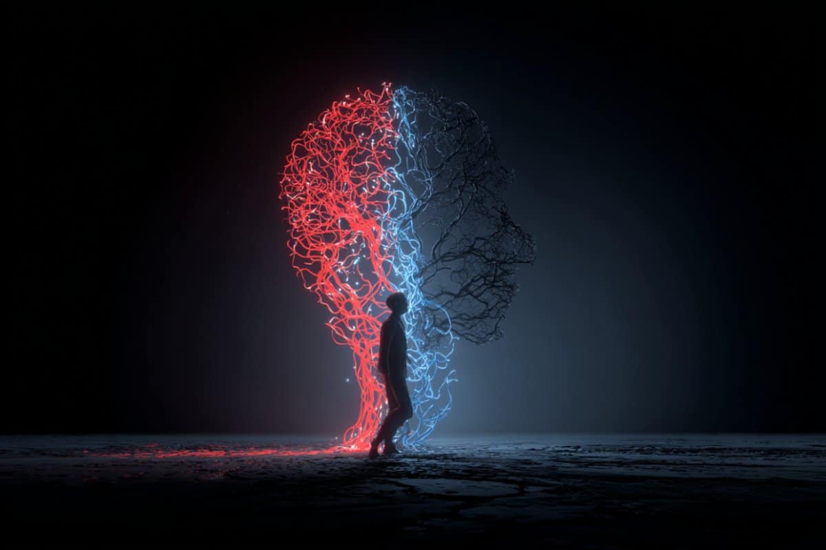 This shows the outline of a head and neurons.