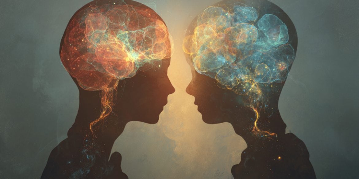 This shows the outline of two heads.