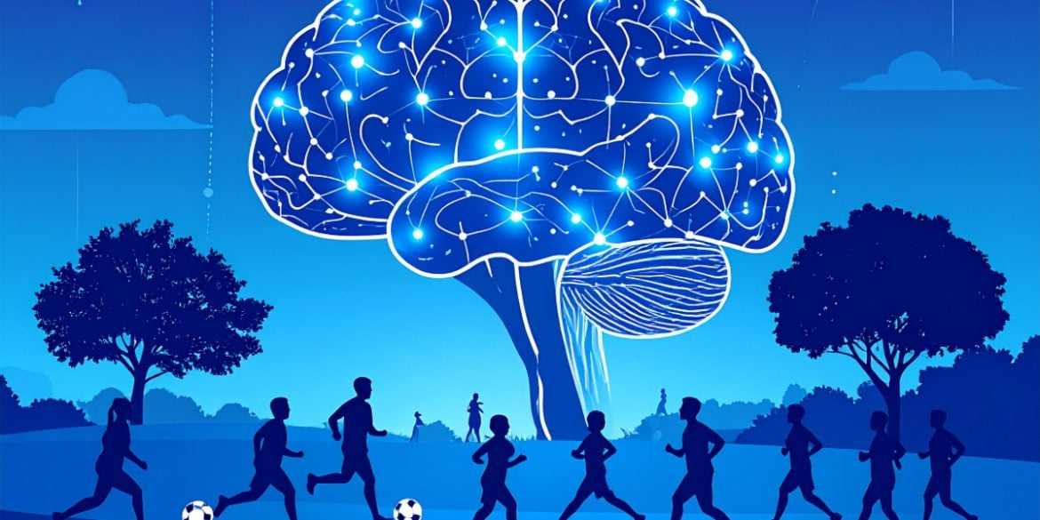 This shows a brain and people exercising.