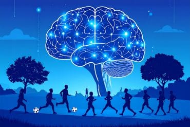 This shows a brain and people exercising.