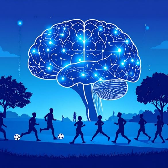 This shows a brain and people exercising.
