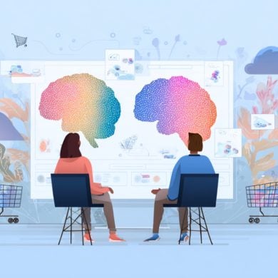 This shows two people and a brain.