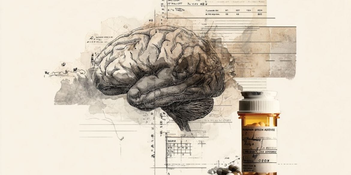 This shows a brain and pill bottle.