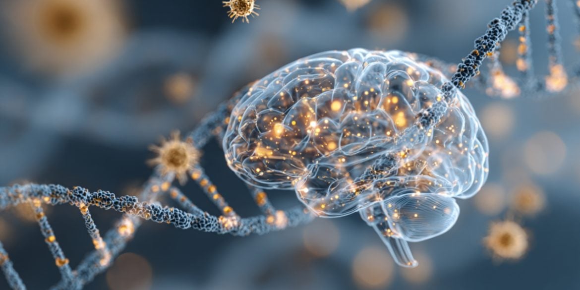 This shows a brain and DNA.
