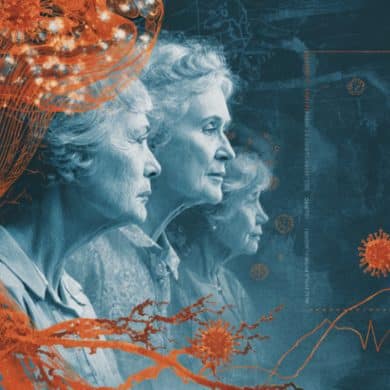 This shows women's heads and a brain.