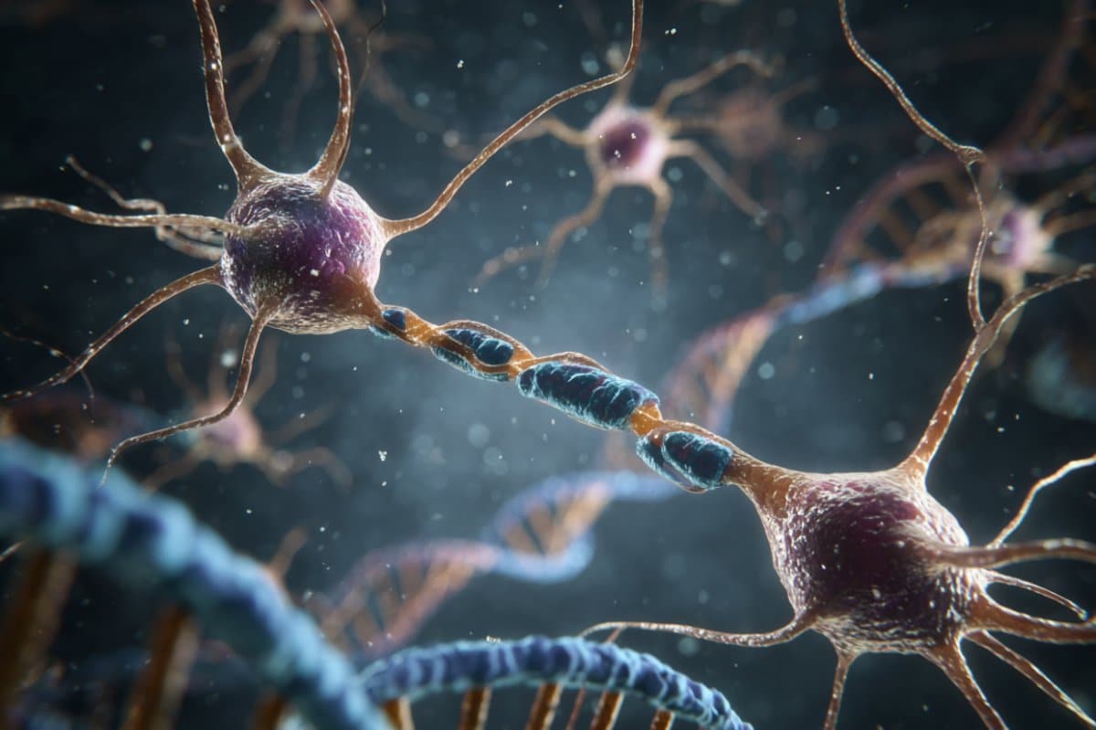 This shows neurons and DNA.