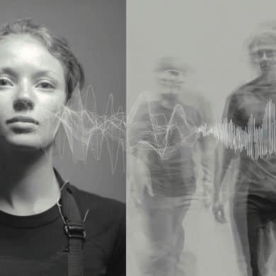 This shows a person standing still and others moving.