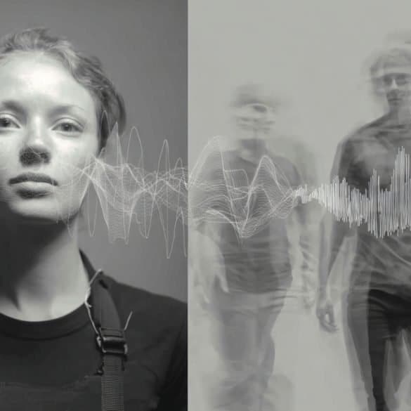 This shows a person standing still and others moving.