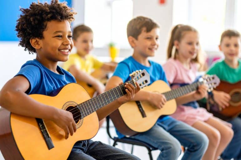 This shows kids in a music class.