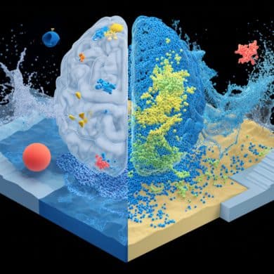 This shows a brain and a range of objects including shapes and bouncing balls.